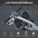 Rowing Machine, LCD Display, Steel+PVC, Gray