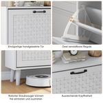 Shoe Storage Cabinet, Rattan Drawers Solid Wood Legs Narrow Slim, Handmade