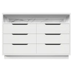 Sideboard Chest of Drawers LED 6 Drawers Marble Storage, White