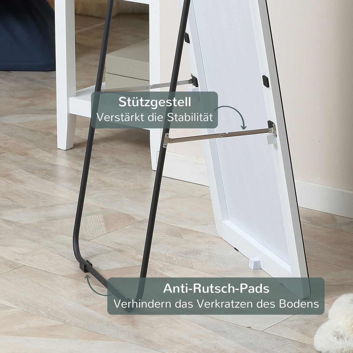 Full Length Mirror, Standing Wall Wardrobe Dressing, 45x160cm, Silver