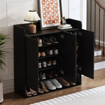 Shoe Cabinet with Full-Length Mirror and Multi-Tier Large Capacity, Black