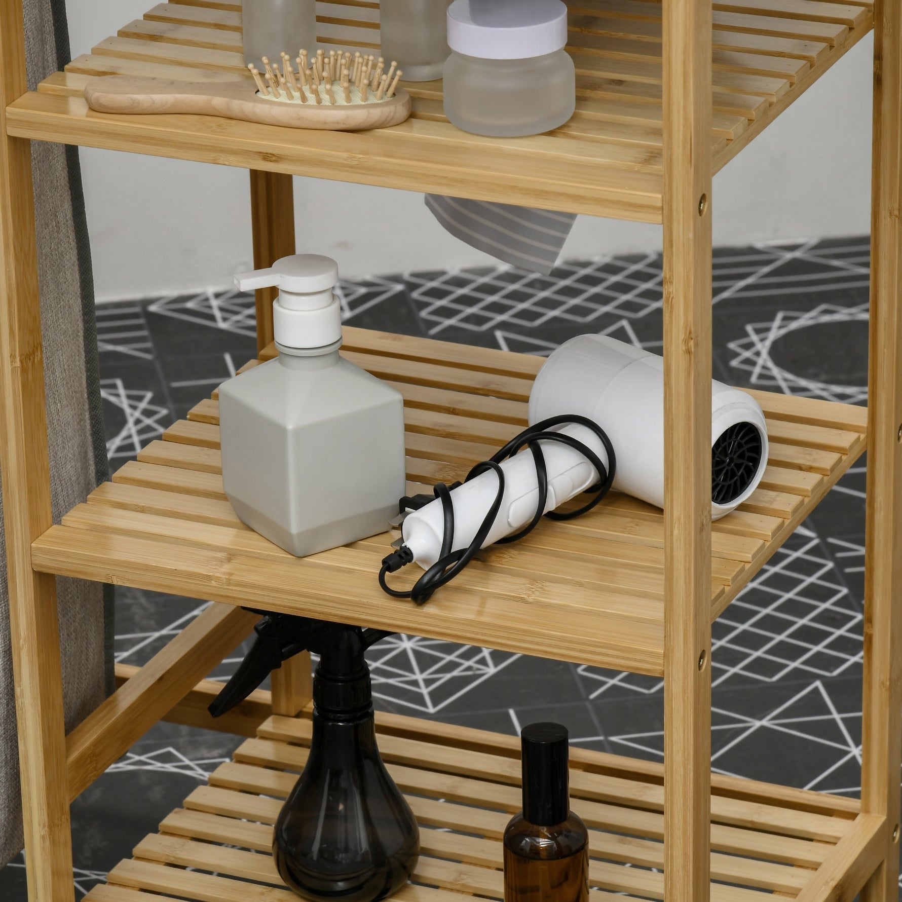 Laundry Basket Hamper with Ironing Board, 3-Tier Shelf, Removable Bag