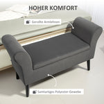 Upholstered Bench with Storage Space, Armrests, Dark Grey Velvet