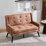 2-Seater Linen Bench with Button Tufting and Solid Wood Legs, Premium Linen