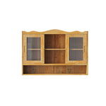 Retro 2 Door Sliding Cabinet 90CM Three Layers Storage Space, Natural Finish