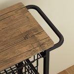 Kitchen Trolley Serving Cart with Worktop, 4 Extendable Baskets, Oak