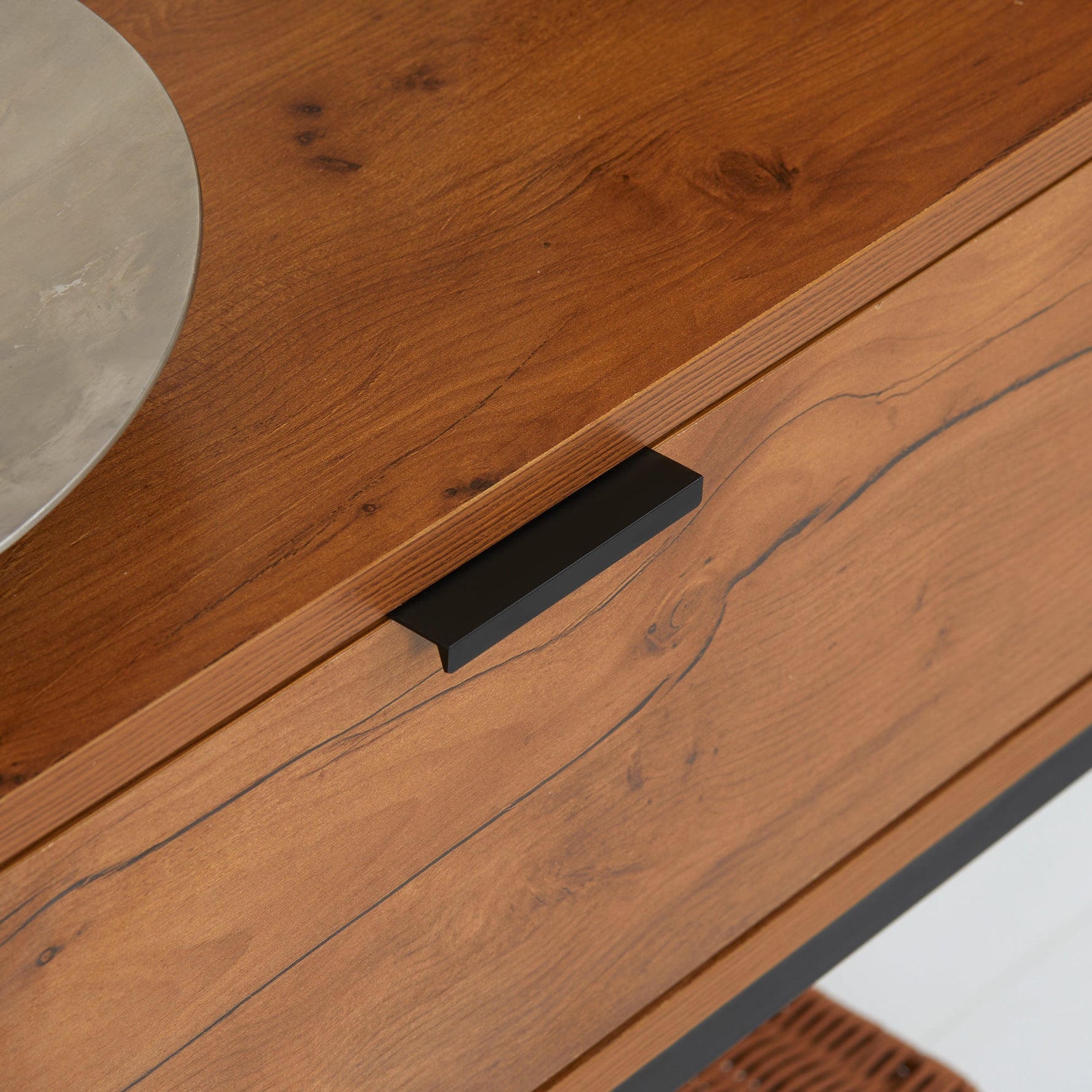 Console Table with Drawer, Sofa Hallway Side Table 80x30x76cm, Natural Wood/Steel