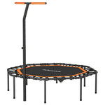 Fitness Trampoline Adjustable Handlebar Stable Indoor - Steel Orange