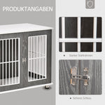 Wooden Dog House, Table Top & Cushion, Grey+White