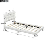 Upholstered Bed 90x200cm Triple Adjustable Headboard - White