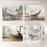 Papasan Chair, 360° Rotatable Wicker, Light Gray