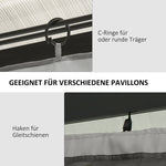 Gazebo Side Panels, 4-Piece Set with Hooks 302 x 205 cm, Light Grey Polyester