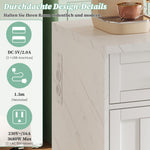 Kitchen Island with Power Outlets USB Adjustable Shelves, White