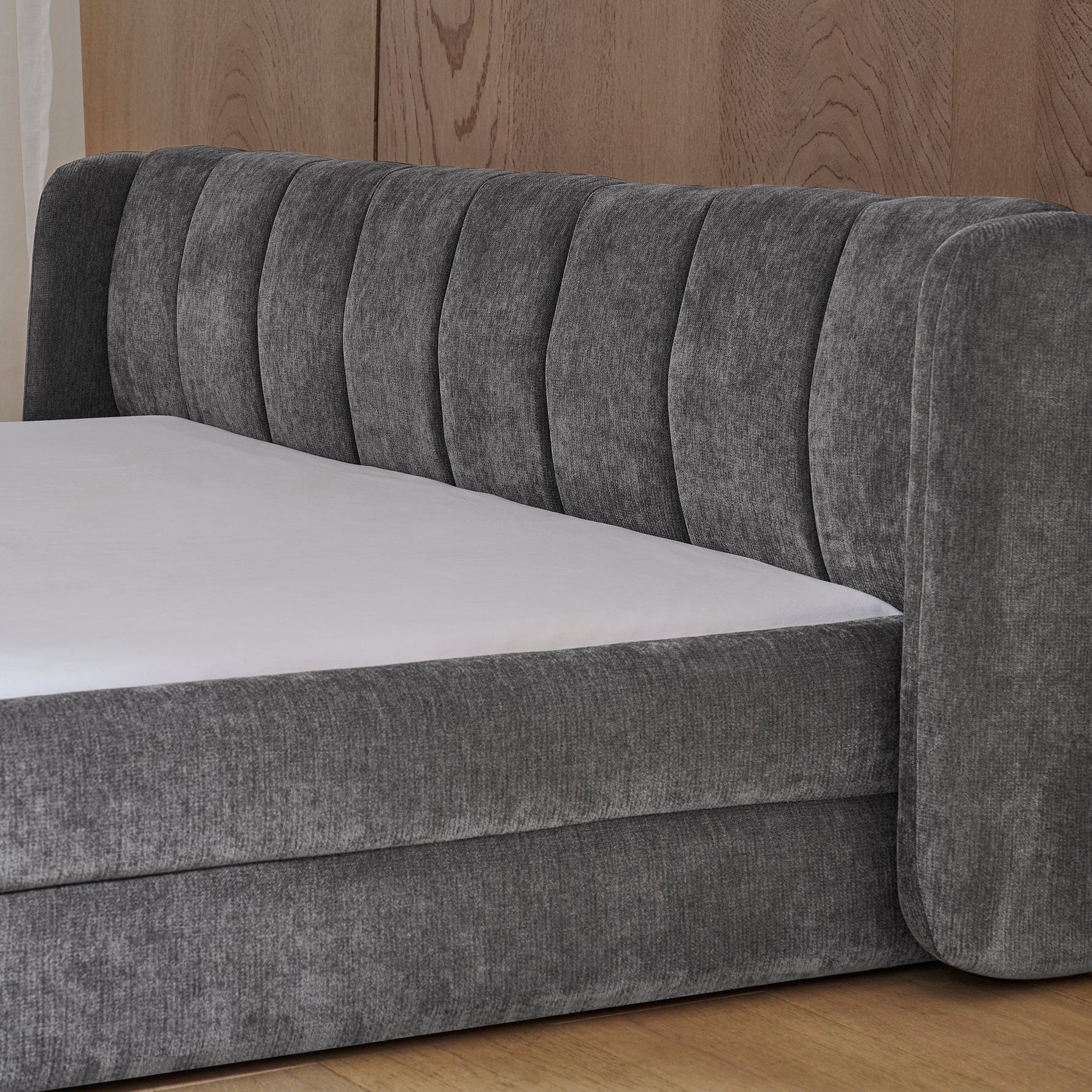 Double Bed 140x200cm Comfortable Backrest Chenille - Dark Grey
