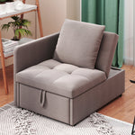 Upholstered Sofa Bed 3-in-1 Multifunctional Adjustable Daybed, Linen Fabric