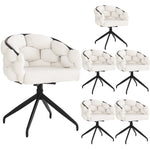 Luxury Velvet Chairs Set of 6 Swivel Ergonomic - Beige