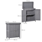 Garden Cabinet Weatherproof Tool Cabinet Double Door 2 Compartments Fir Wood Dark Grey