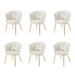 Chairs, Set of 6 Modern Velvet with Petal Backs, Gold Legs