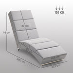Relaxing Lounge Chair, Upholstered Chaise Longue, Steel Legs, Light Gray