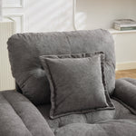 360° Swivel Armchair with Support Cushion and Oversized Seat, Chenille
