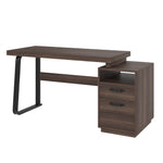Modern Desk with Multifunctional Storage and Silent File Drawer, MDF and Steel, Brown