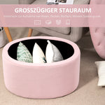 Upholstered Bench with Storage, Oval Shape, Velvet Polyester