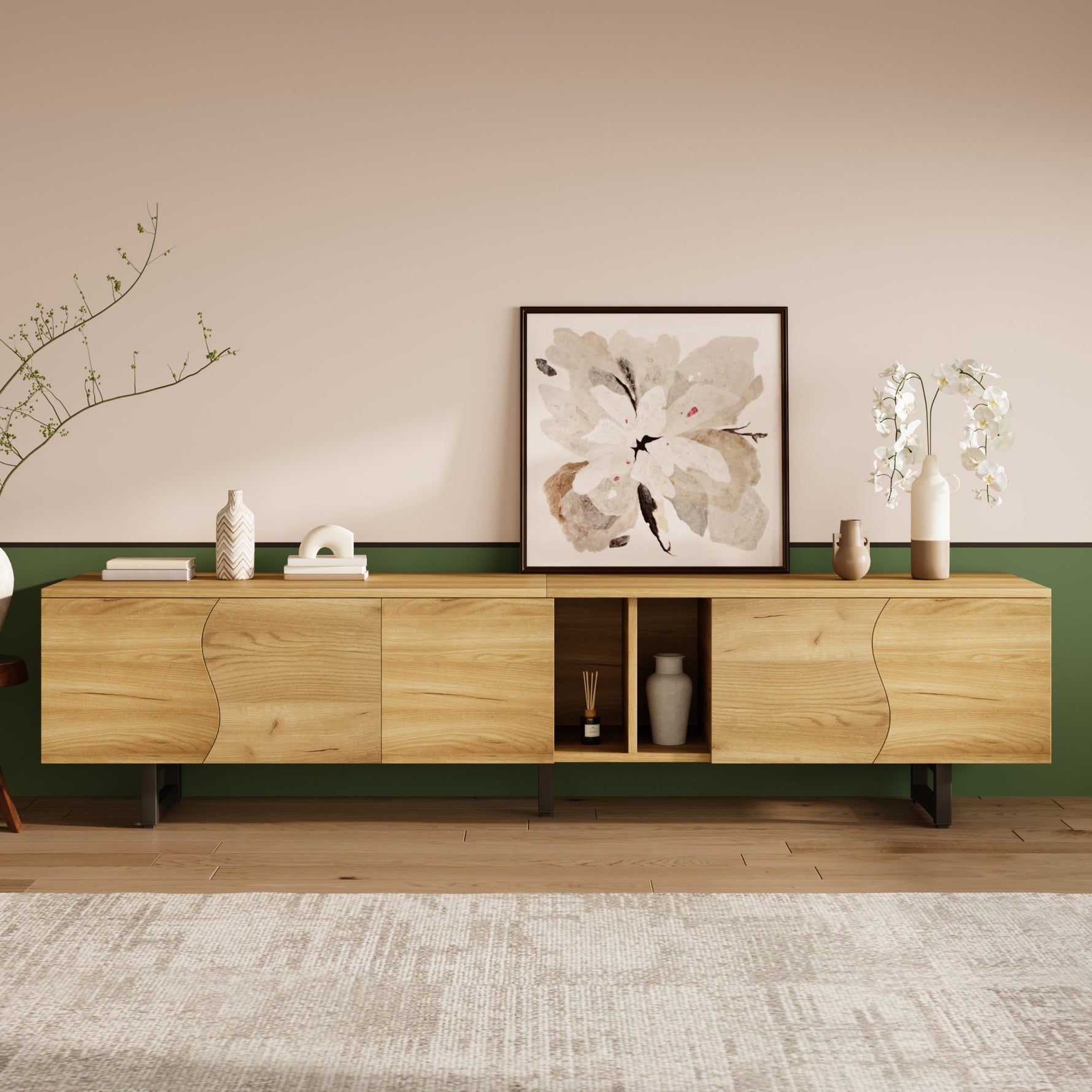 Low TV Stand Five-Door Cabinet Unique Design 191cm