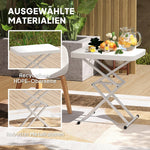 Side Table, Height Adjustable, Foldable, Outdoor Indoor, White Plastic