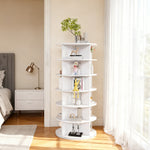 Shoe Rack Tower 6-Tier 360° Rotating for 24 Pairs - White