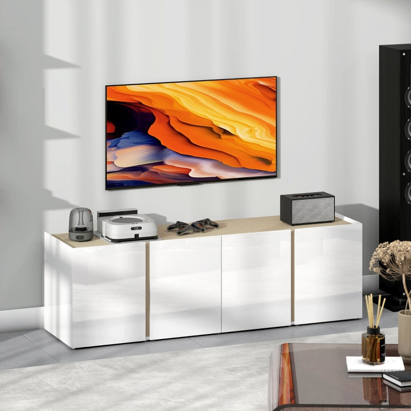 TV Stand, 65-inch, Soft-Close Doors, Adjustable Shelves, Cable Holes, White