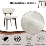 Solid Wood Dining Chairs, Set of 2, Modern Comfortable and Breathable, Light Beige Chenille