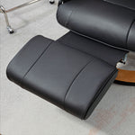 Swivel Recliner TV Chair, Footrest 150 kg Capacity, Faux Leather Black