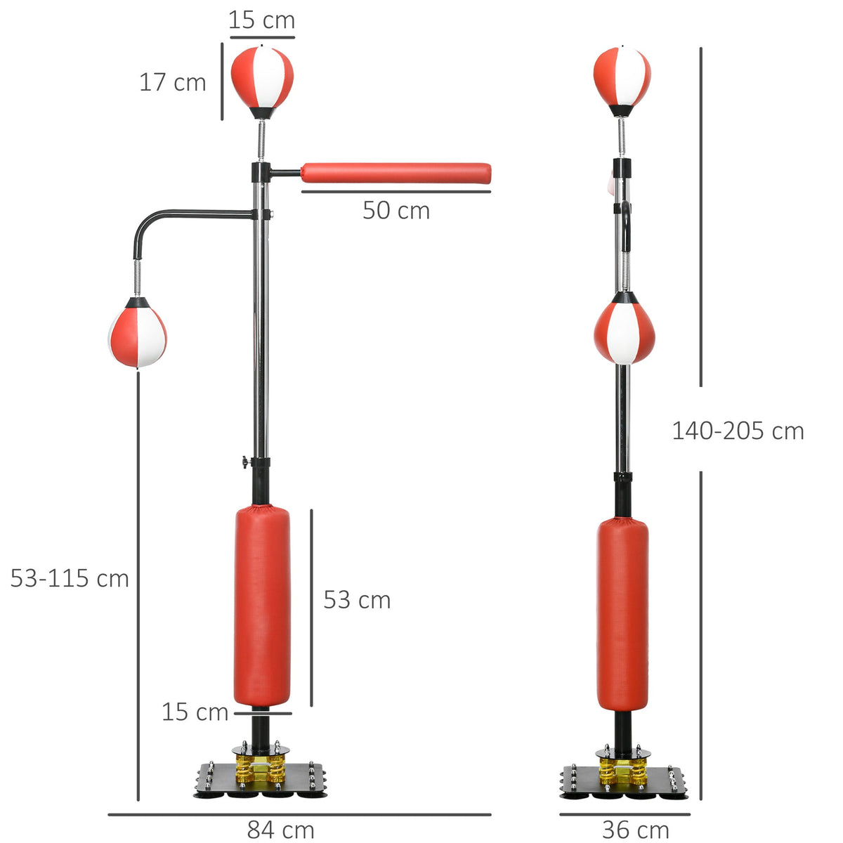 Standing Box, Punching Bag, Adjustable, 2 Speed Balls, Reflex Bar