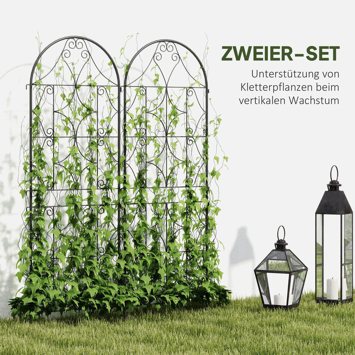 Metal Trellis 2-Piece Set, Rustproof 50x150cm Climbing Aid, Black