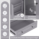 Floor-standing Bathroom Cabinet with Integrated Ceramic Washbasin and Solid Wood Legs, Grey