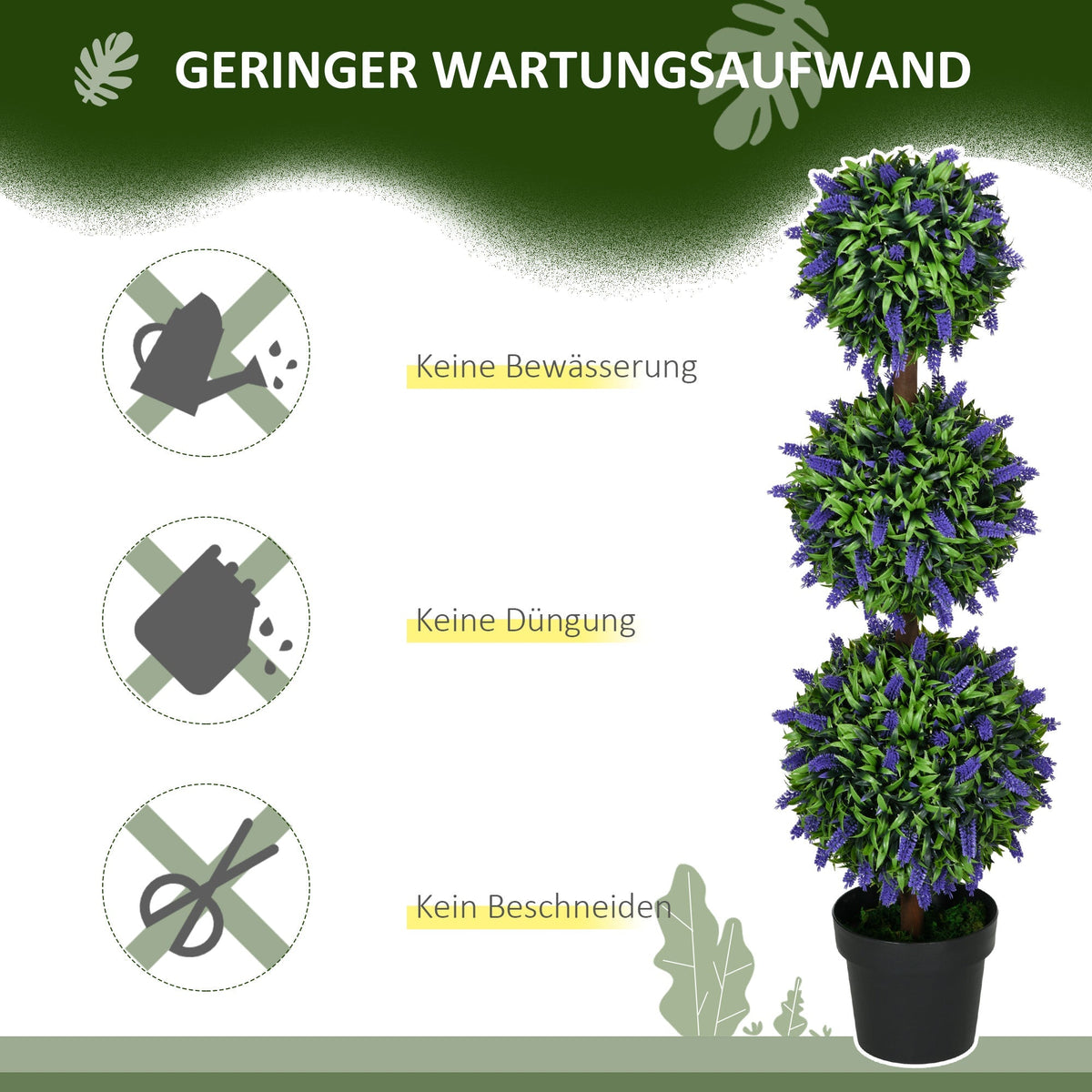 Artificial Lavender Trees, 2-Set, 110 cm, UV-Resistant, Plastic
