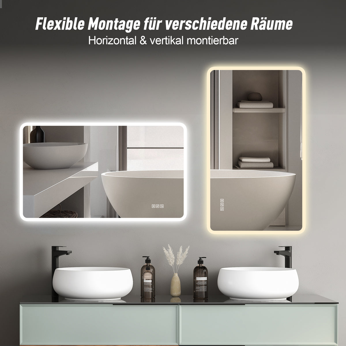 LED Bathroom Mirror 60x120 cm - Anti-Fog Dimmable Frosted Glass
