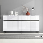 High-Gloss Sideboard 4 Drawers 2 Doors Adjustable Shelves