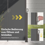 Side Awning, Extendable Privacy Screen, Wall Bracket, 300x140cm, Dark Gray