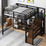 Loft Bed 140x200 with TV Stand & Power Outlet, Black