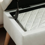 Bench with Storage, Upholstered Lid, Rubberwood White