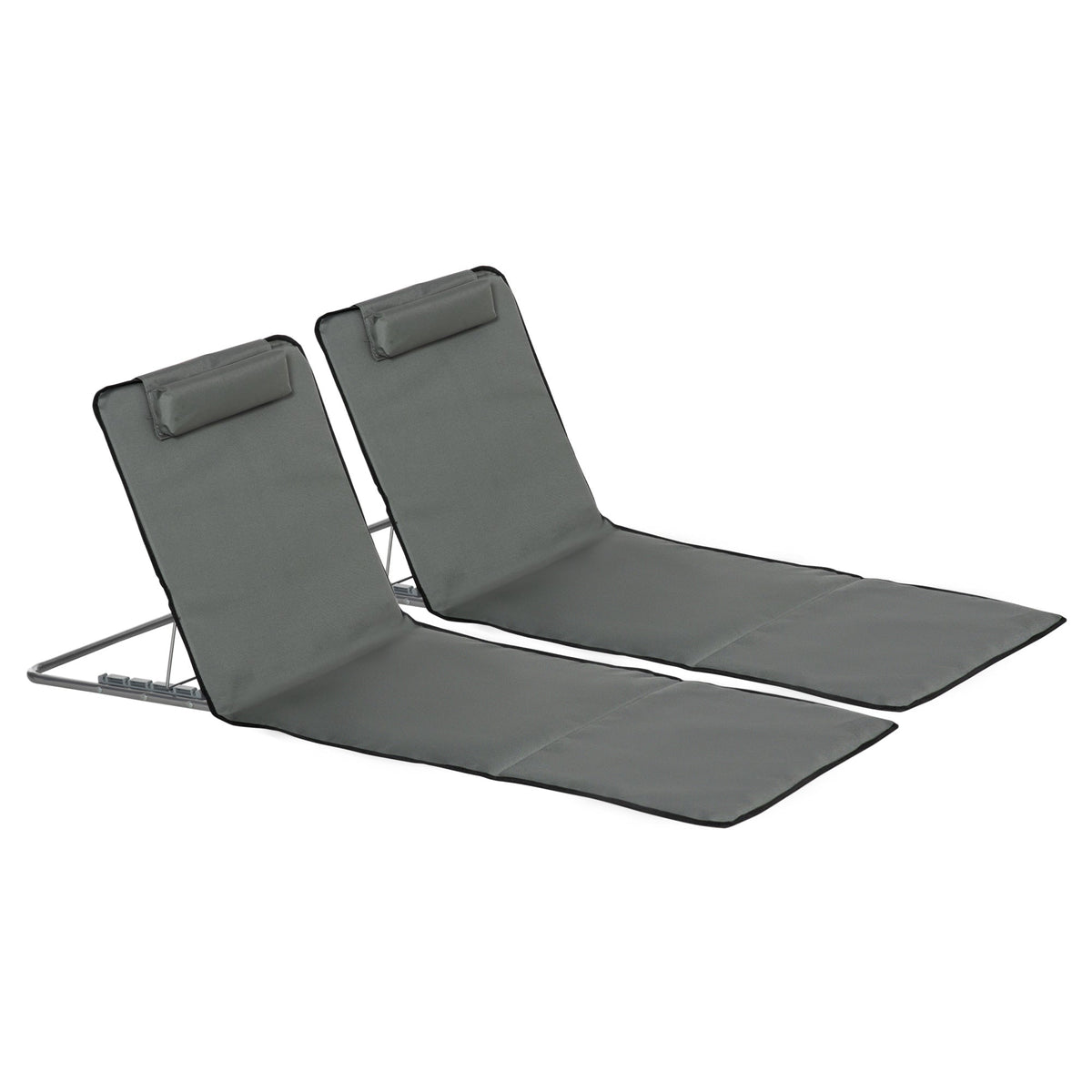 Foldable Beach Mats Set of 2, 5-Position Adjustable Backrest & Headrest, Oxford Fabric