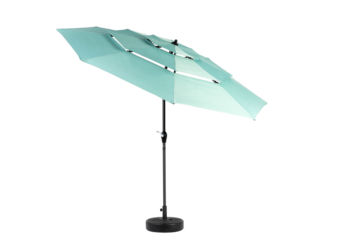 Double Sided Outdoor Umbrella, 14.8 Ft Rectangular Large with Crank, Light Green