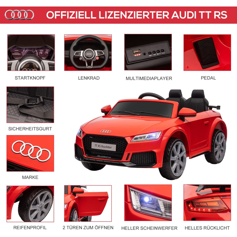 Audi Kids Electric Car 12V with Remote Control and LED Lights, Red