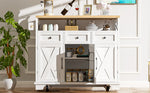 Modern Kitchen Island 118x43x98cm Mobile Storage Towel Rail - White