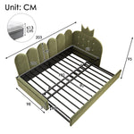 L-Shape Sofa Bed with Pull-out Guest Bed and Crown Lattice Design, 90x200cm, Green Velvet