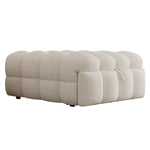 Upholstered Bed 2-in-1 Footstool Pull-out Sofa Bed Single Teddy Fabric Beige