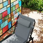 Folding Sun Lounger, Padded 5-Position Adjustable Weatherproof, Dark Grey