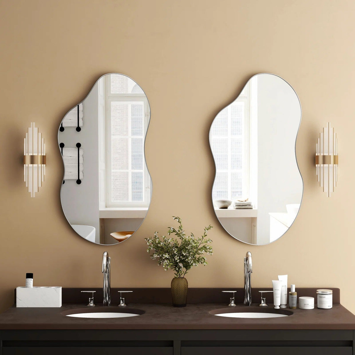 Asymmetrical Wall Mirror 32'' Metal Frame