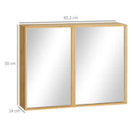 Bathroom Mirror Cabinet Double Door 3 Shelves Wall-Mounted Bamboo Natural